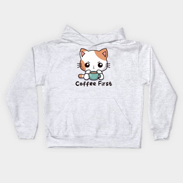 Coffee first Kids Hoodie by Tuca Designs